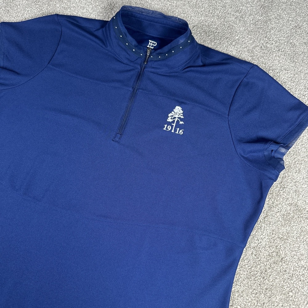 EP New York XLarge Women's Zip Mock Polo Shirt Cut-Out  1/4‎ Zip Top Blue Studs